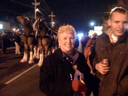 Roberta, James and Budweiser Clydesdales