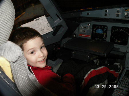 Justin in the cockpit