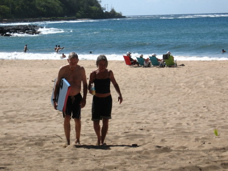 My dad & I enjoying the beach