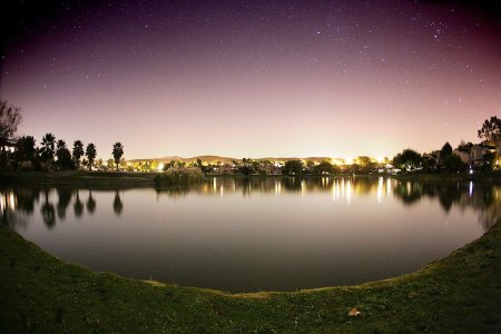 Lake behind apartment