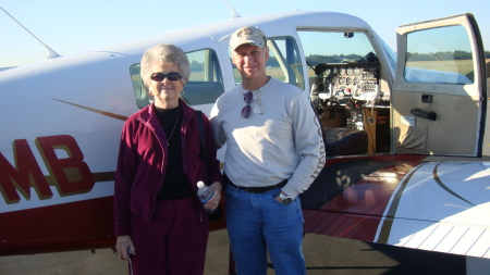 G-Ma goes flying with me and Andrew