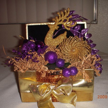 Table Top Purple n Gold Trinket Box