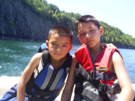 Little Adrian and Zavier at the lake