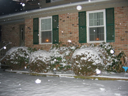 front of the house in the winter