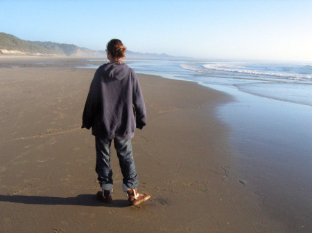 Walking on Oregon beach