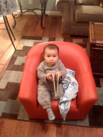 Grand son Colvin relaxing on His favorite chai