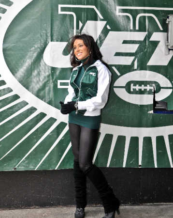 Jennifer on Jets Endzone at Giants Stadium
