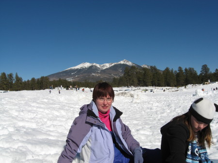 Dawn & Aleyna sledding