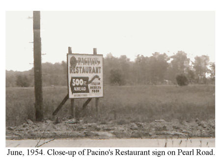 Close up of Pacino's sign on Pearl Road.