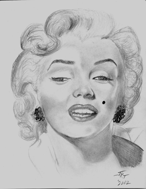 a drawing of Marilyn Monroe