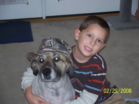 my son dylan & his dog Ruger