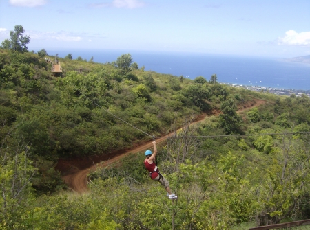 Zip lining in Maui