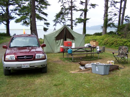 Caming on Big Lagoon on the North Coast