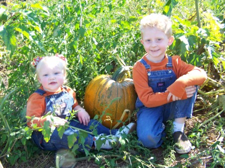Kids at pumpkin patch