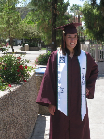 Andrea in Cap and Gown on ASU Campus