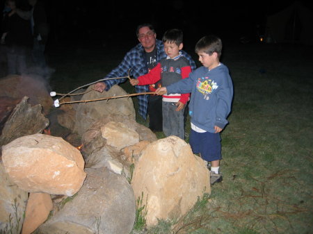 Roasting Marshmellows with son & friend