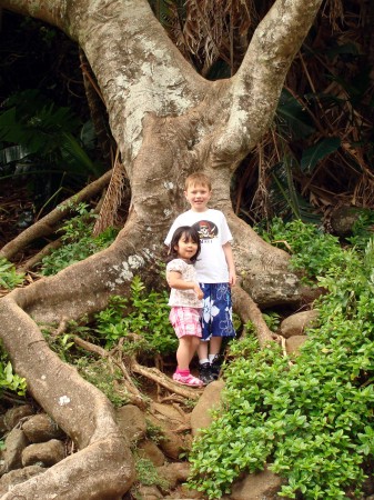 Gunnar and Tara beneath the Banyon Tree