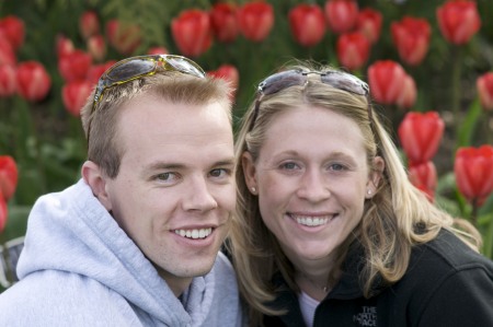 Aaron and his wife Jessica at the Tulip Fields