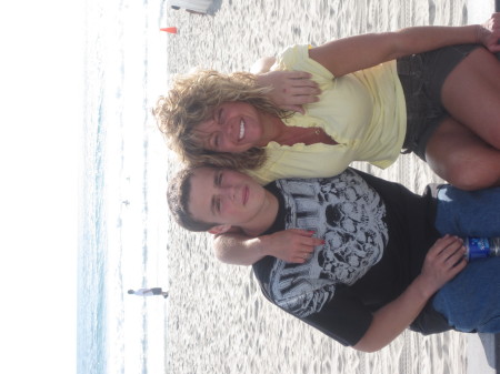 at the beach in sandeigo with my son corey