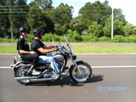 My nephew Zachary and me on the Harley