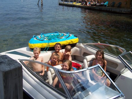 Kids w/ friends on boat