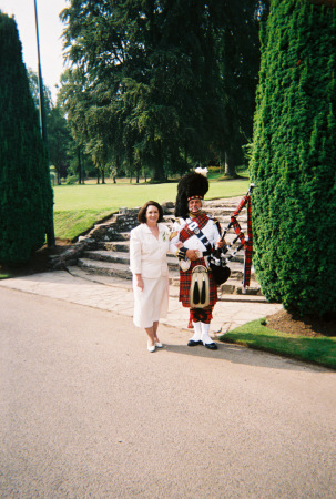 My wife Jo and Bagpiper Gerry in Scotland
