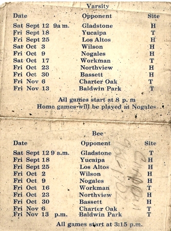 Football schedule