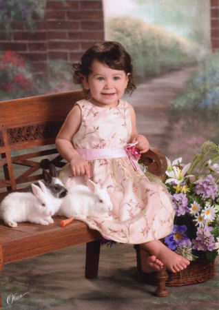 Granddaughter Brenndolyn with bunnies