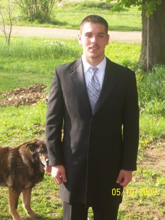 My stepson going to prom, and Pooh in the back