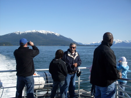 Stan and Manny whale watching in Alaska