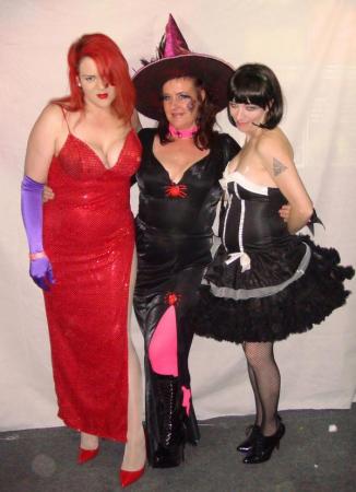 me (Jessica Rabbit) with friends on halloween
