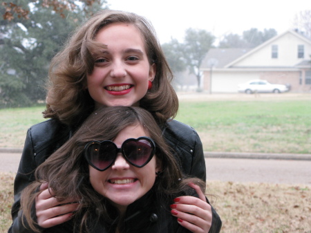 Haley and Georgia, Christmas Eve 2009-Snow