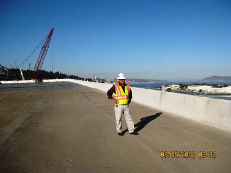 Rar Morgan on Bay Bridge under construction.