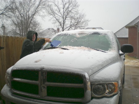 Scraping ice off of my truck
