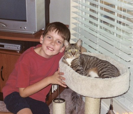 Jacob, my grandson and our cat, Nala