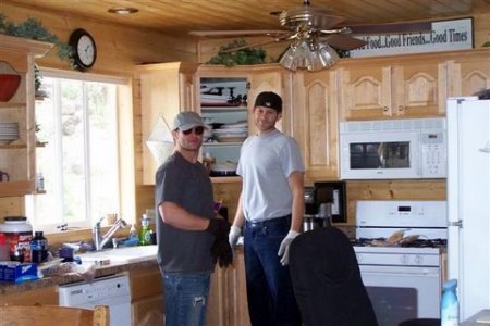 Joshua and Ryan at the cabin