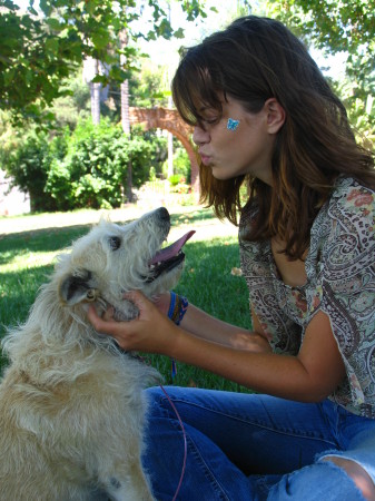 Middle daughter with our dog - Tawny