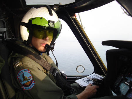 My son Walter 4th in his chopper, Seahawk 60B