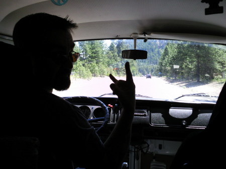 Cruising in the 77 (fully restored) VW Bus