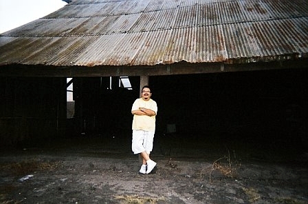 kickin' it in front of an old barn