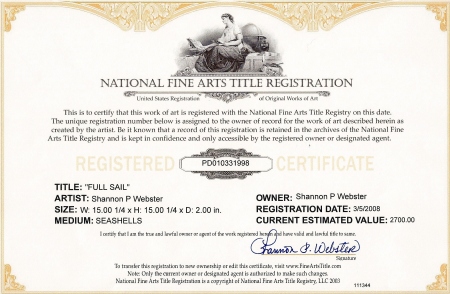 National Art Registry Certificate