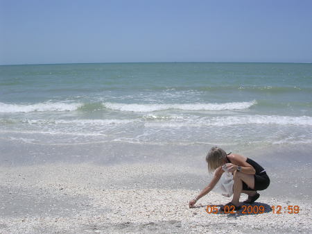 Kimberly picking shells 6 miles from our house
