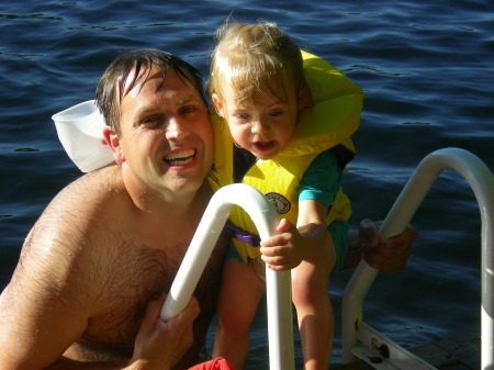 Son and Granddaughter swimming