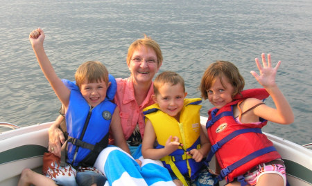 Boating on Shuswap Lake with my grandchildren
