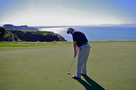 playing golf at cape kidnappers, NZ