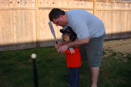 Practicing for T-Ball  4/09