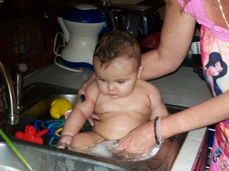 Bath time at Grandmas.