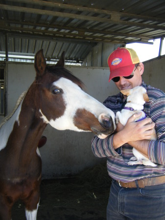 My horse, son and dog