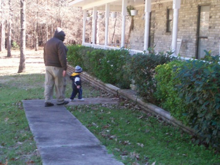 grandpa and Jaxon returning fro walk