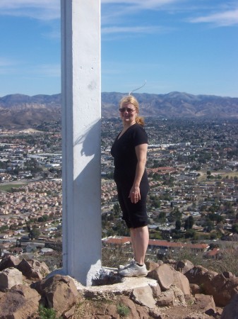 Carla at the cross on Mt. McCoy, Simi Valley